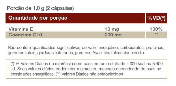 tabela nutricional Coenzima COQ10 30 Cápsulas