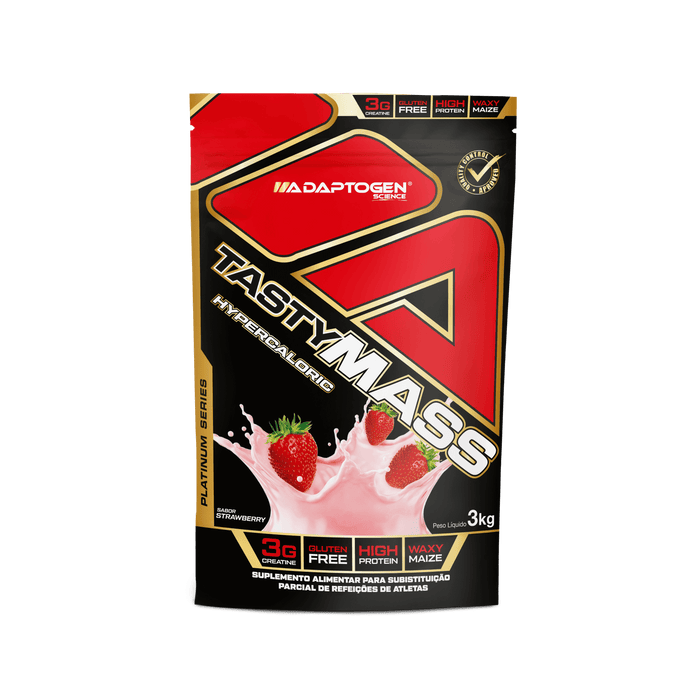 Massa hipercalorica tasty mass sabor morango 3 kg - adaptogen