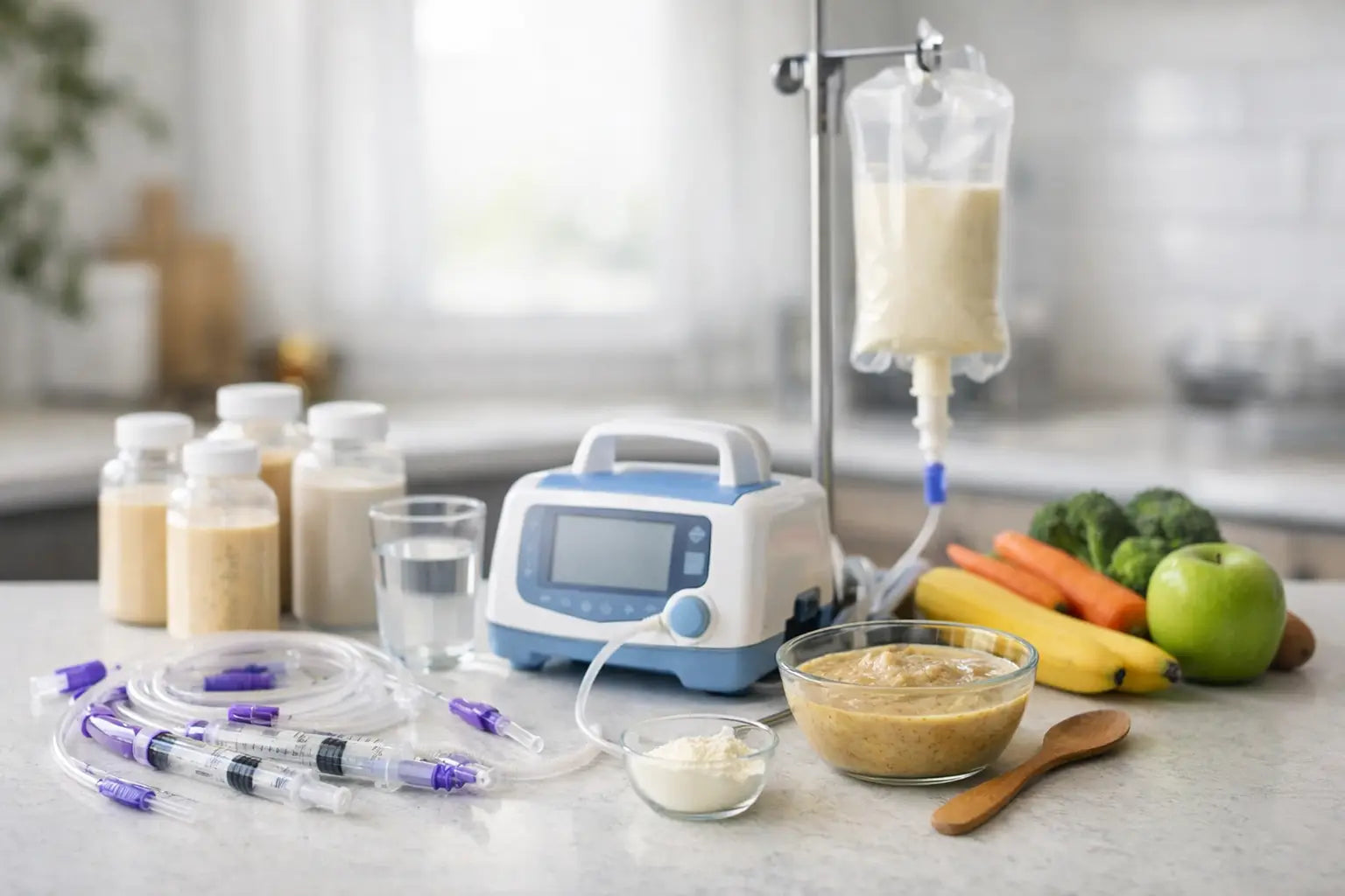 Lista de itens para nutrição enteral em casa
