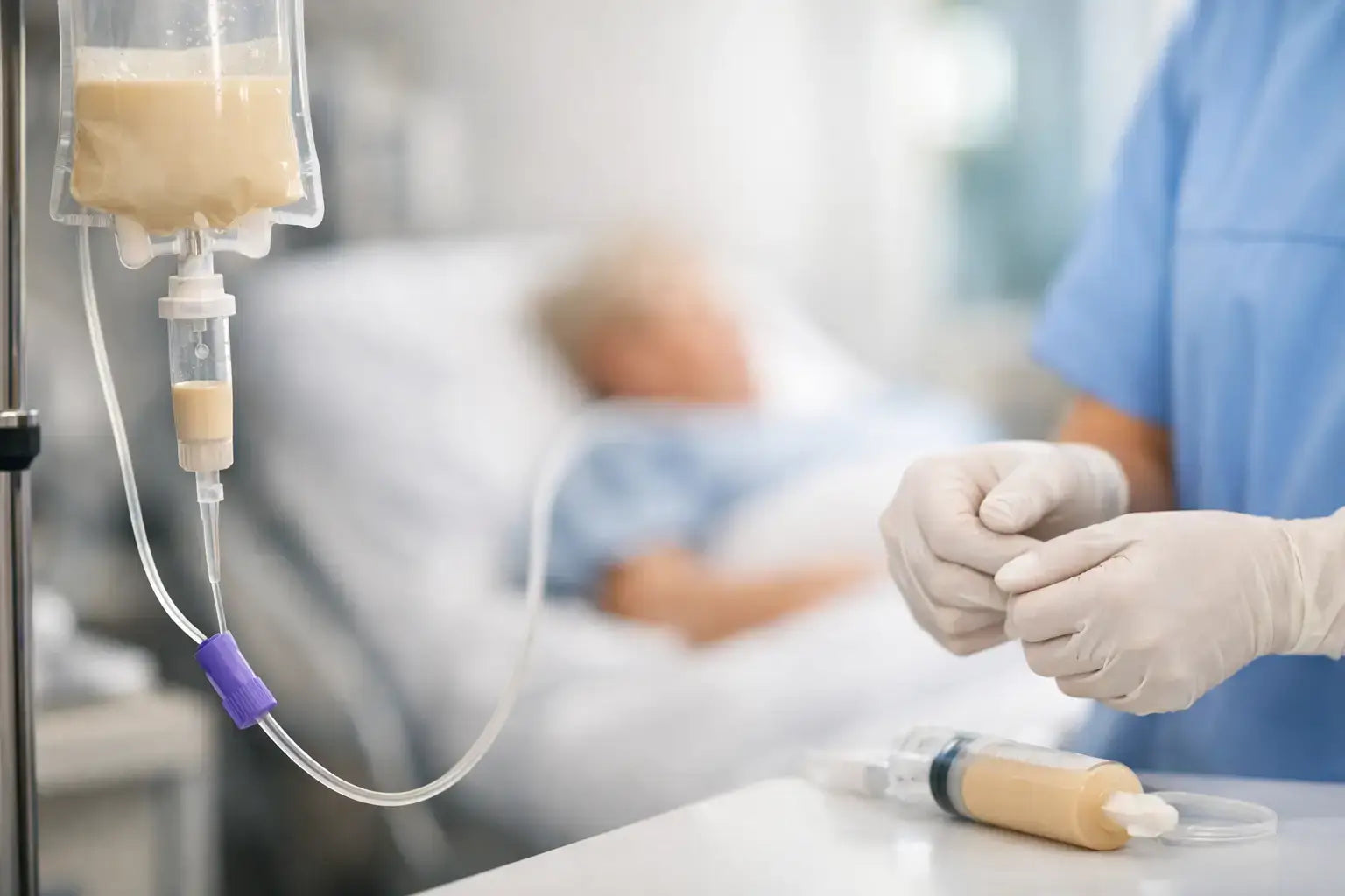 Como usar equipo gravitacional enteral