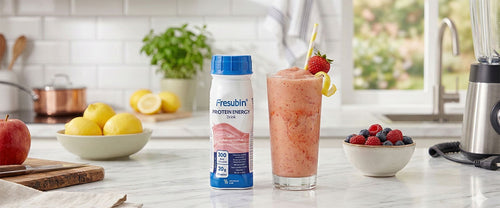 Shake de Morango e Limão com Fresubin Protein Energy Drink Frutas Vermelhas