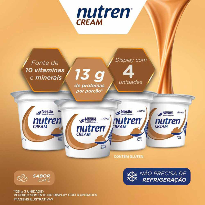 Alimento pronto para consumo Nutren Cream Sabor Café - Pack com 4 Unidades de 125g