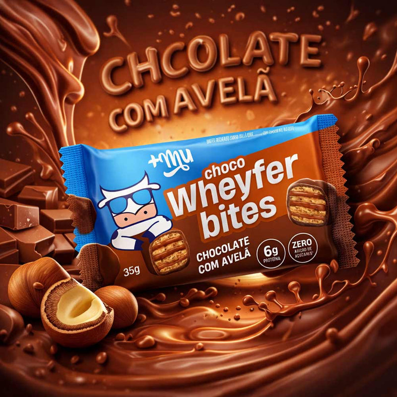 Chocowheyfer Bites Chocolate com Avelã - +Mu
