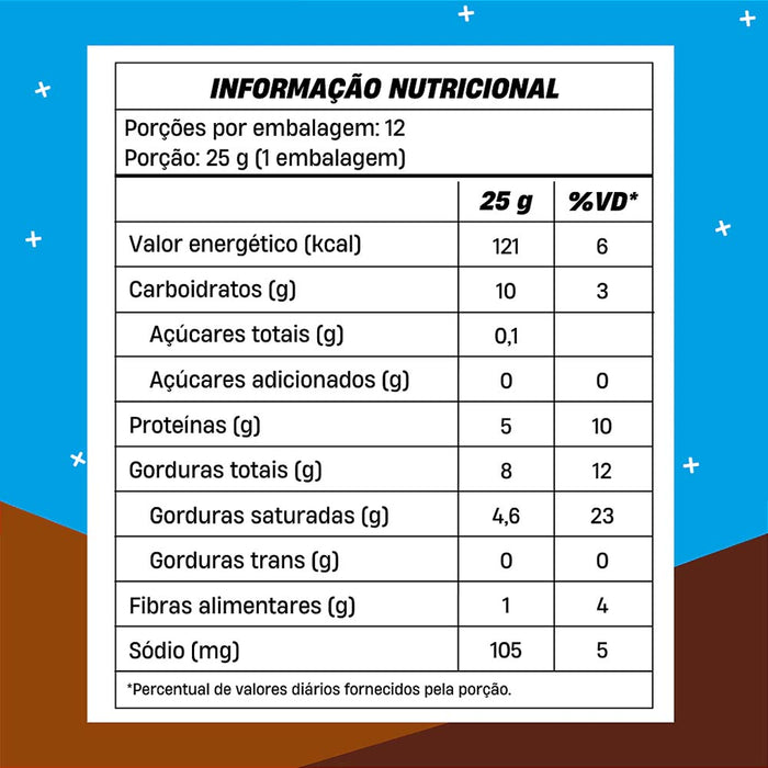 tabela nutriciona chocowheyfer Vegano Chocolate 25g - +MU