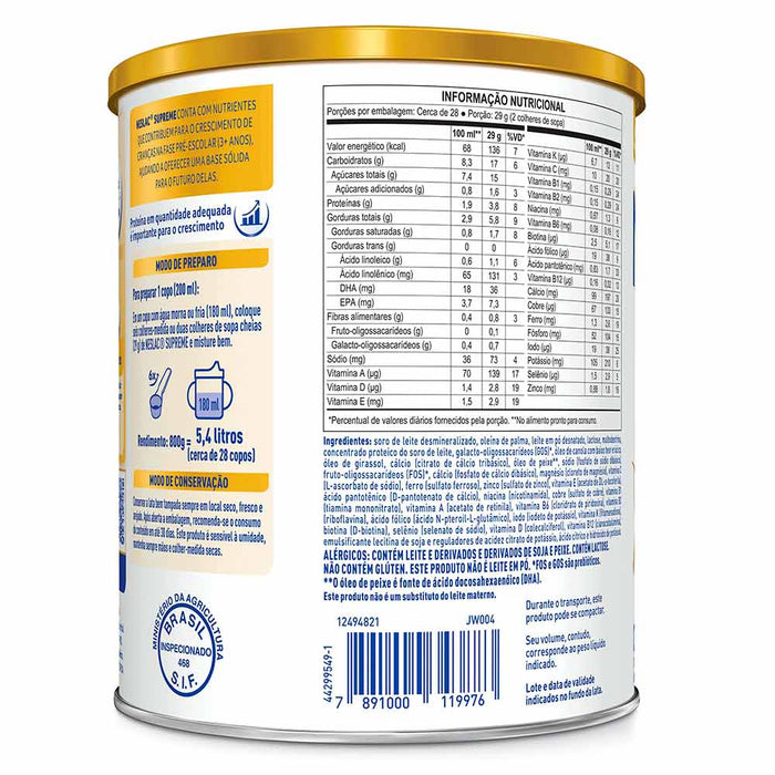 Neslac Supreme 3+ Anos 800g Composto Lácteo - Nestlé