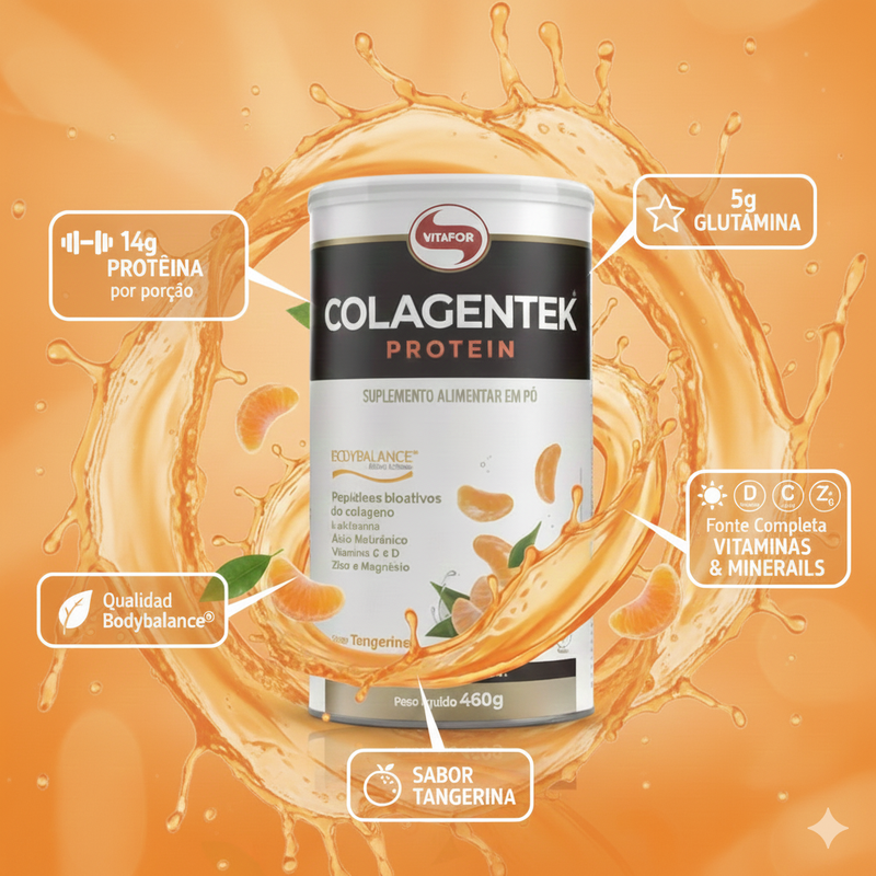 colagentek protein beneficios sabor tangerina 
