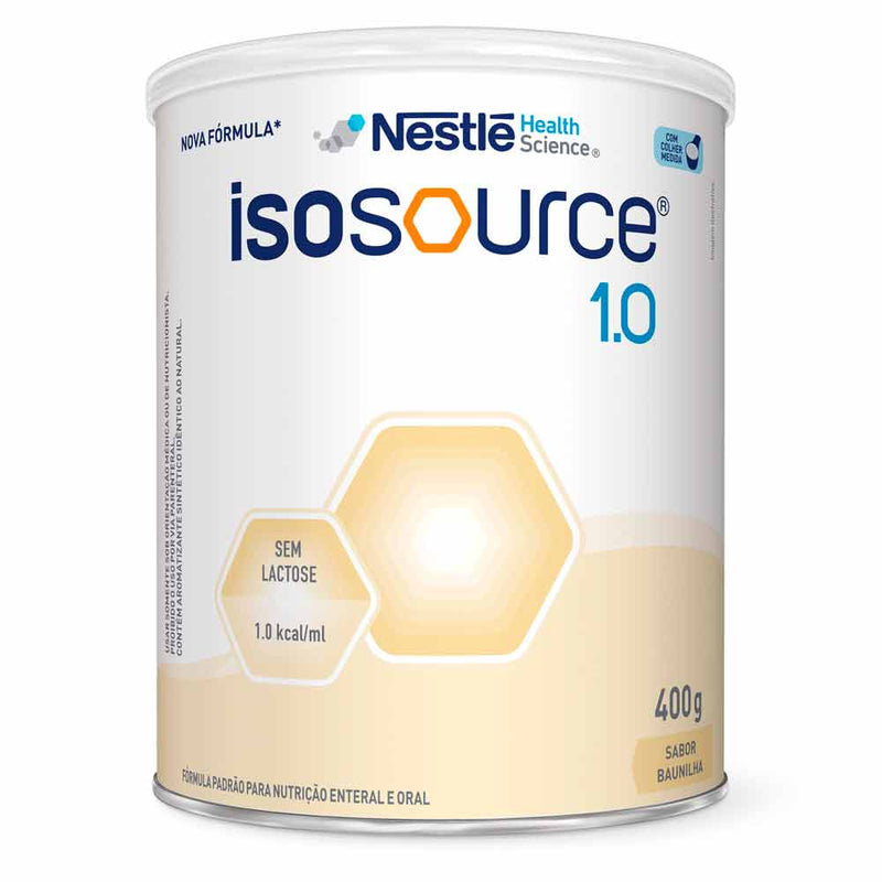 Isosource 1.0 Baunilha 400g Nestlé - lata de fórmula para nutrição enteral e oral sem lactose