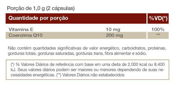 tabela nutricional Coenzima COQ10 30 Cápsulas 