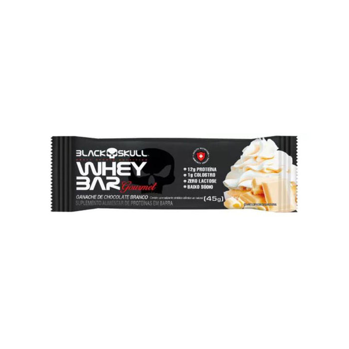 Barra de Proteina Whey Crispy Bar Chocolate Branco 45g - Black Skull
