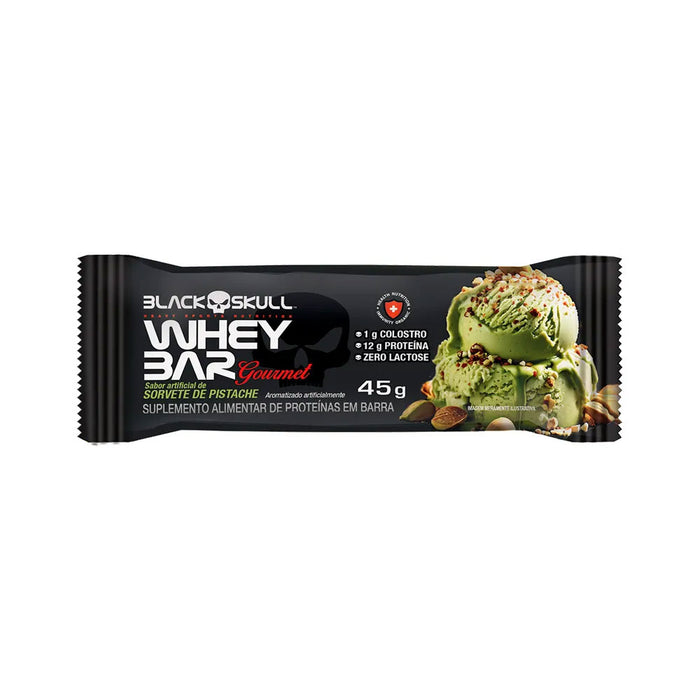 Barra de Proteina Whey Crispy Bar Sorvete de Pistache 45g - Black Skull