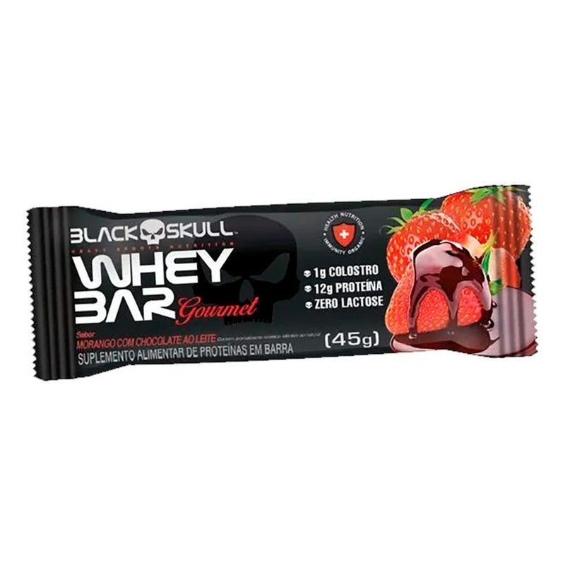 Barra de Proteina Whey Bar Morango com Chocolate 45g - Blackskull
