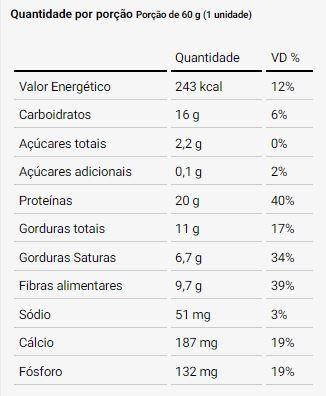 tabela nutricional Barra de Proteína 60g Chocolate e Coco - Dux Nutrition