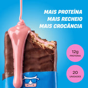 Chocowheyfer Max Morango 50g - +MU - 12g de proteína, caixa com 20 unidades