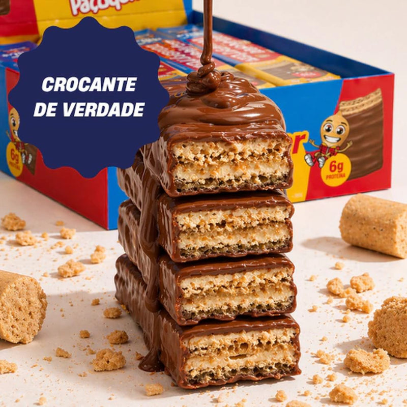 Chocowheyfer Paçoquita 25g - +MU - wafer com cobertura de chocolate e recheio de paçoca