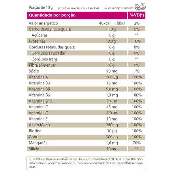 colagentek laranja com acerola vitafor tabela nutricional