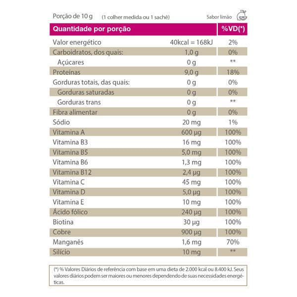 colagentek limão 300g vitafor tabela nutricional