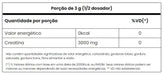 tabela nutricional do suplemento alimentar creatina pura da adaptogen