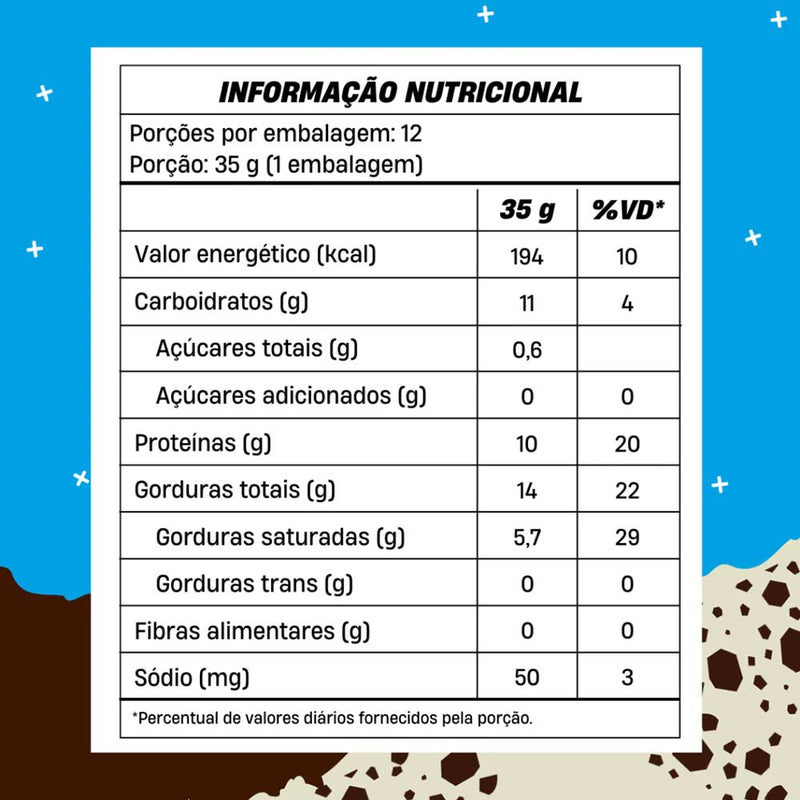 tabela nutricional Barra de Proteina Crushbar Cookies'n Cream 2.0 35G - +mu