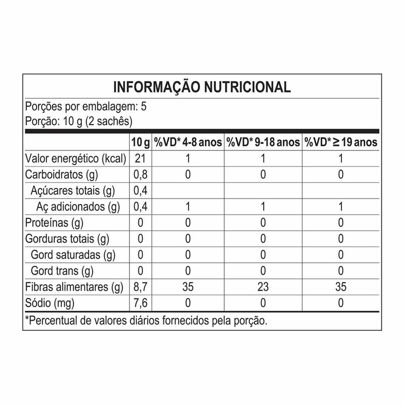 tabela nutricional fiber mais sache