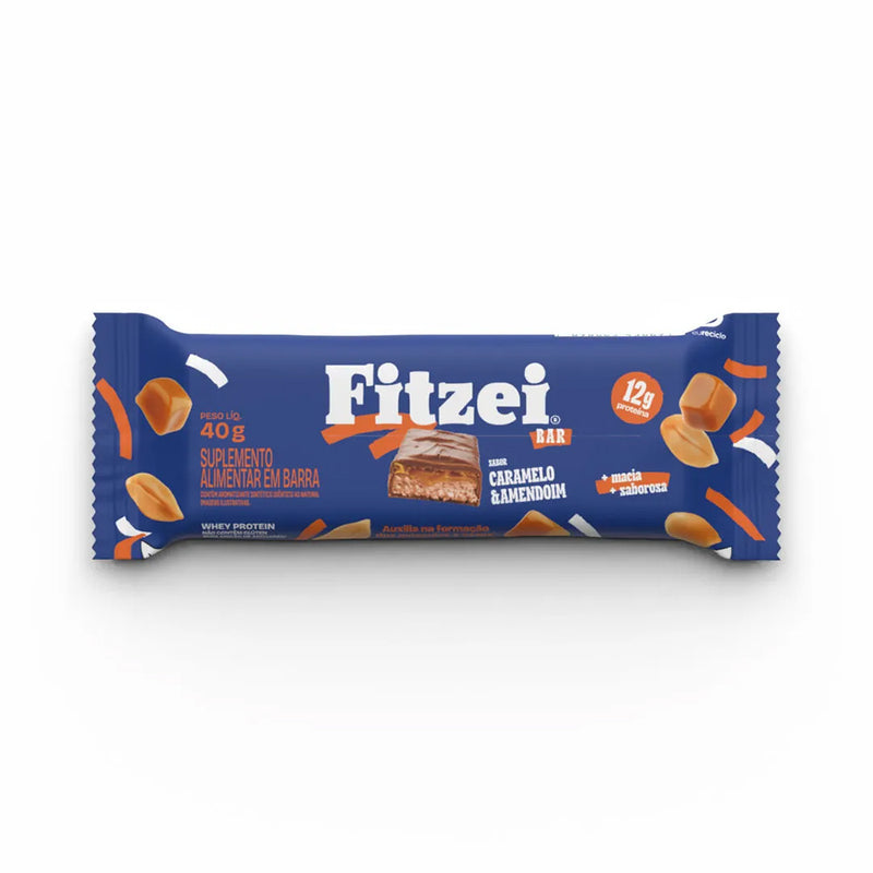 Barrinha de Proteina Fitzei Caramelo e Amendoin 40g - Vitafor