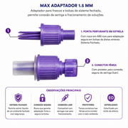 caracteristicas do fracionador e adaptador max 1.5mm da mp hospitalar