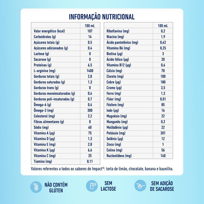 impact baunilha tabela nutricional