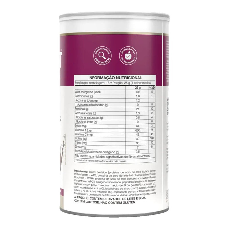 Tabela nutricional e ingredientes do Isofort Beauty Cacau 450g Vitafor