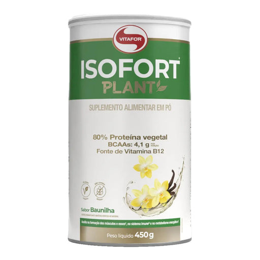 Isofort Plant sabor Baunilha 450g Vitafor – proteína vegetal, lata, vista frontal