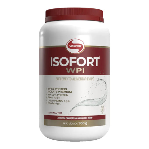 Isofort WPI Neutro 900g Vitafor – whey protein isolado, pote, vista frontal
