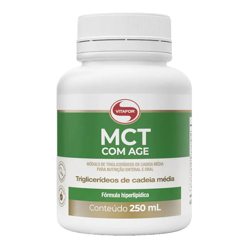 MCT com AGE 250ml Vitafor – triglicerídeos de cadeia média para nutrição enteral e oral, frasco, vista frontal