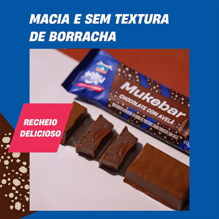 Barra de Proteina Mukebar Chocolate com Avelã  60g - +MU