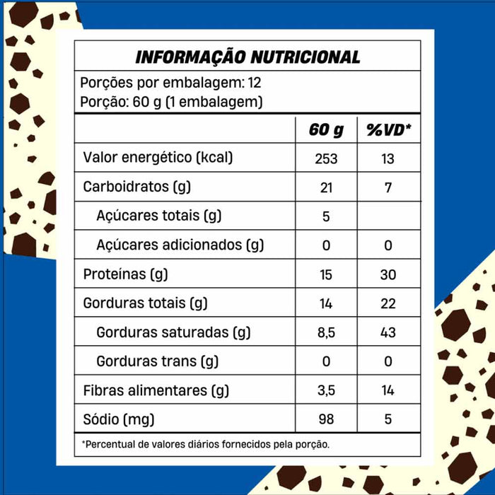 tabela nutricional Barra de Proteina Mukebar Cookies'n Cream 60g +mu