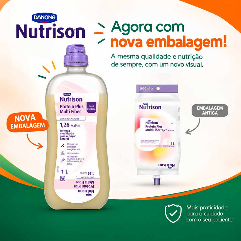 Nutrison Protein Plus Multi Fiber 1L Danone - nova embalagem comparada à embalagem antiga