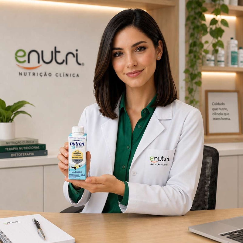 Nutricionista Eva da Enutri apresentando Nutren 1.5 Baunilha 200ml