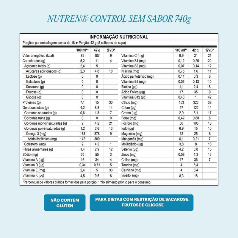Nutren Control Pó Sem Sabor 740g Nestlé