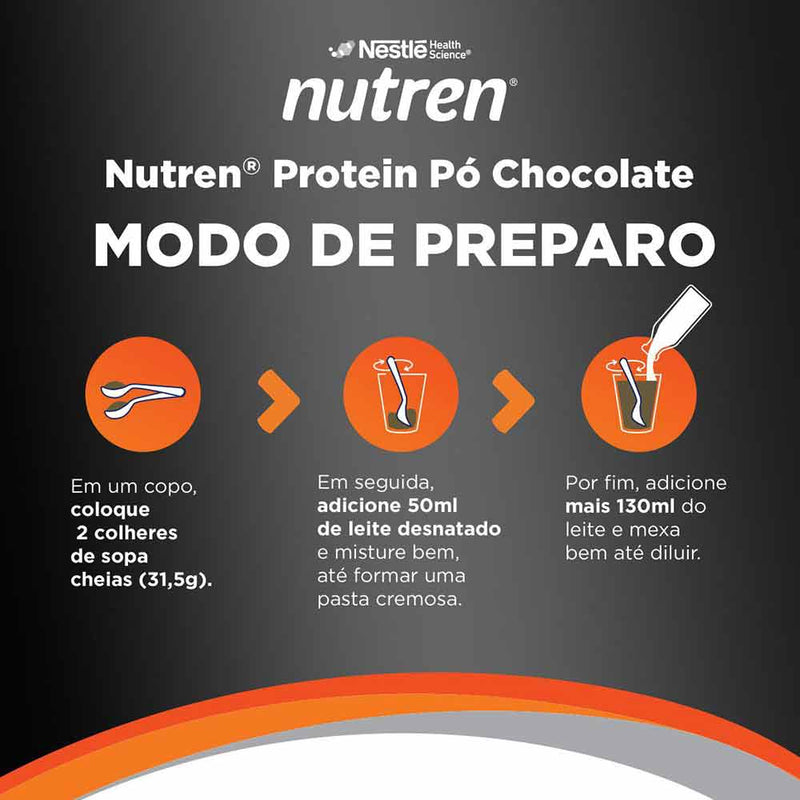 modo de preparo nutren protein em pó sabor chocolate nestlé