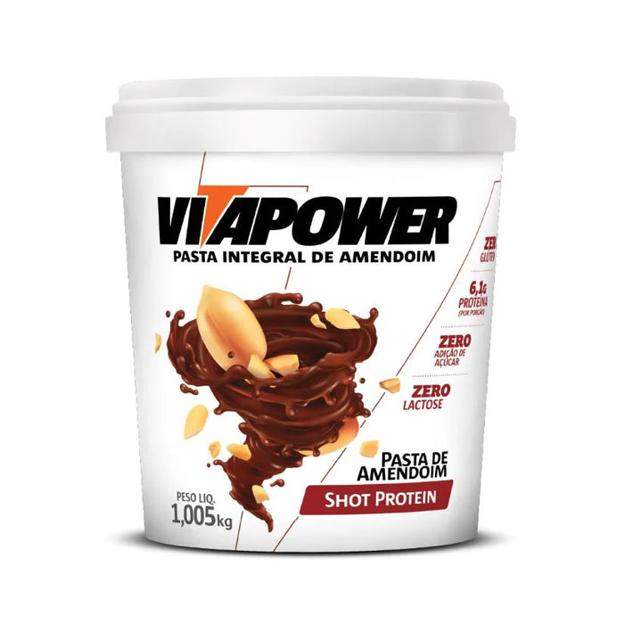 Pasta de Amendoim Integral Sabor Shot Protein 1005g - Vitapower