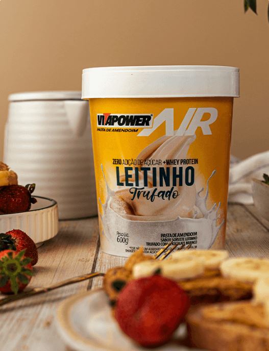 Pasta de Amendoim Air Sabor Sorvete Leitinho Trufado 600g - Vitapower