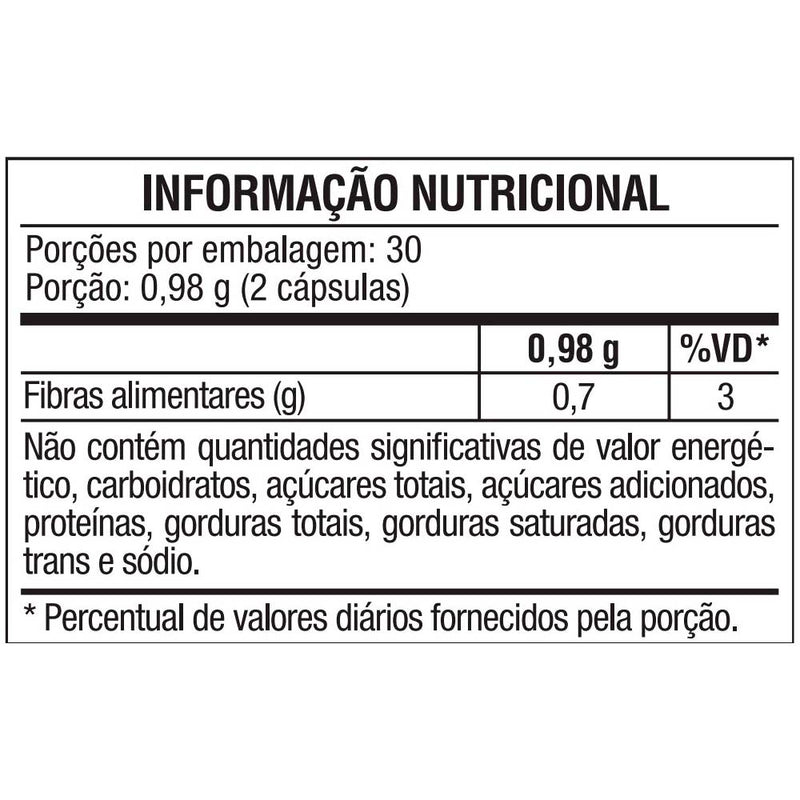 Tabela nutricional Simfort Plus 60 cápsula 