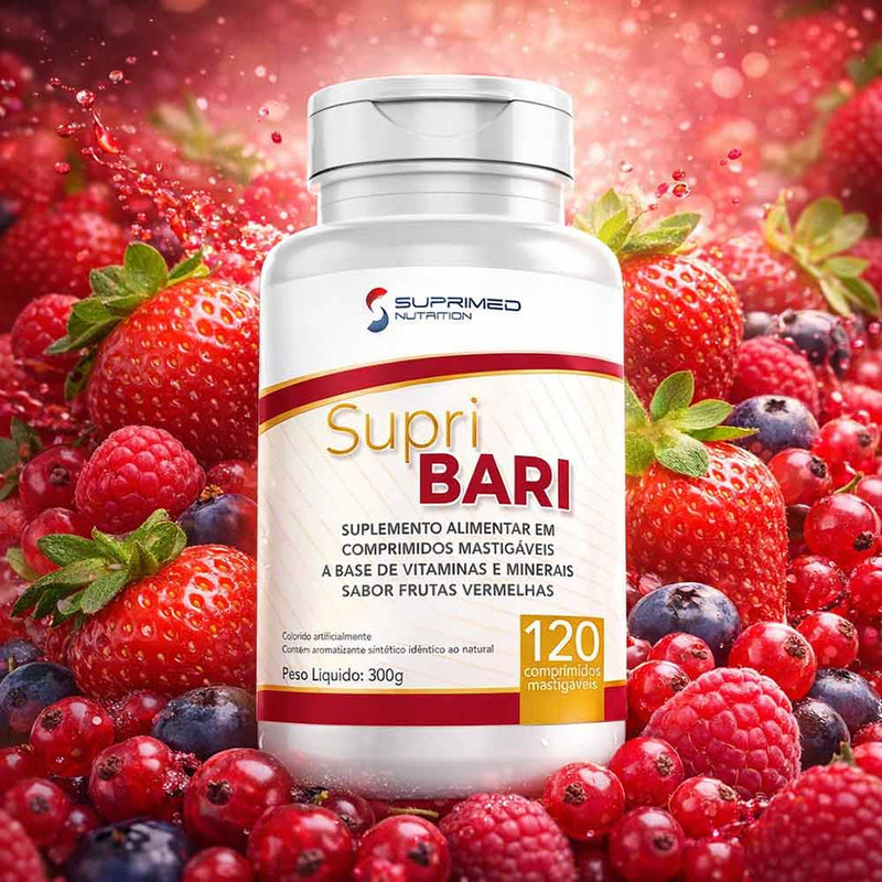 supri bari pastilha mastigavel sabor frutas vermlehas da suprimed