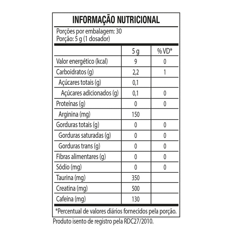 tabela nutricional pre treino bope black skull