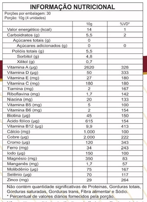 tabela nutricional suplemento alimentar Supri Bari 120 Comprimidos da Suprimed