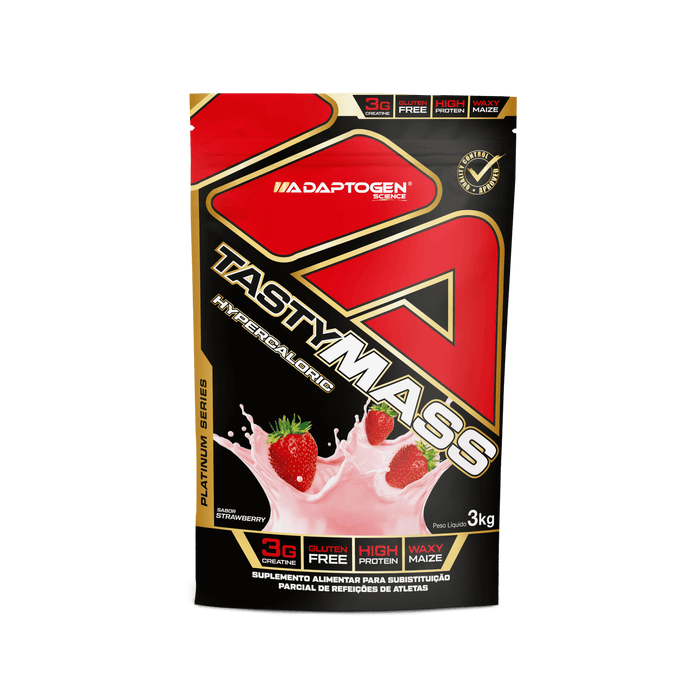 Massa hipercalorica tasty mass sabor morango da adaptogen