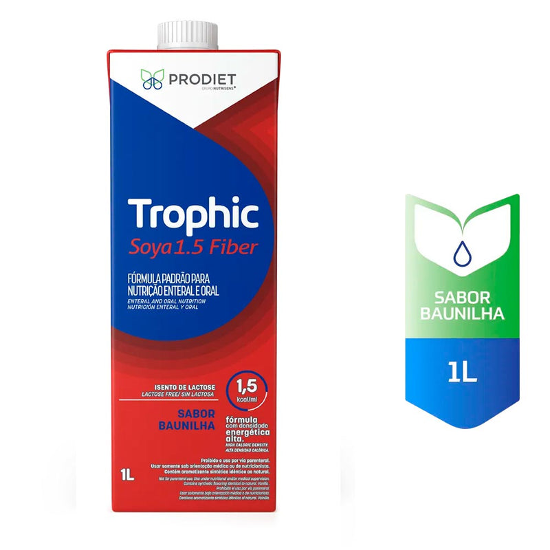 Trophic Soya 1.5 Fiber 1000ml Prodiet - embalagem Tetra Pak, vista lateral