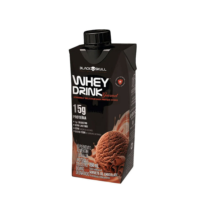 Shake Whey Drink Gourmet Sorvete de Chocolate 250ml - Black Skull