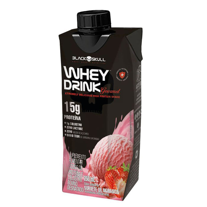 Whey Drink Gourmet Morango 250ml - Black Skull