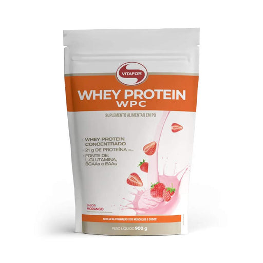 Whey Protein WPC Pouch Morango 900g - Vitafor
