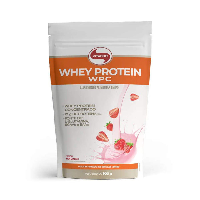 Whey Protein WPC Pouch Morango 900g - Vitafor