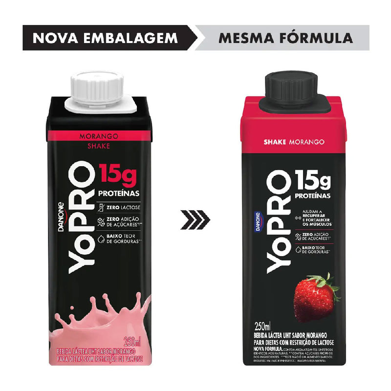 nova embalagem Yopro Protein Morango 250ml - Danone