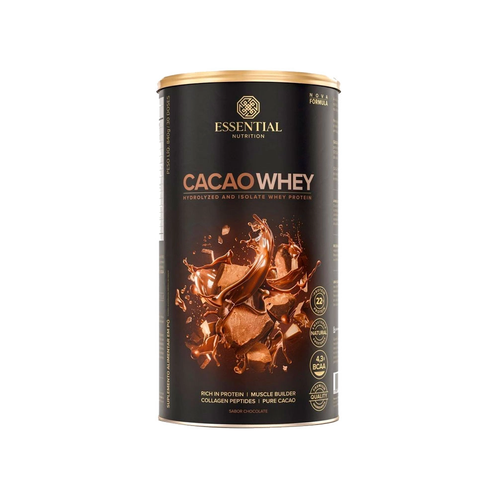 Cacao Whey Lata 840g - Essential Nutrition Produto Cacao Whey Lata 840g - Essential Nutrition